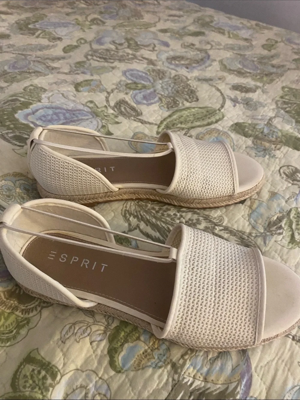 Esprit Cream Women's Open-Toe Woven Espadrille Slingbacks